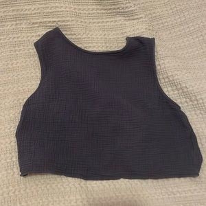 Navy blue top with open back